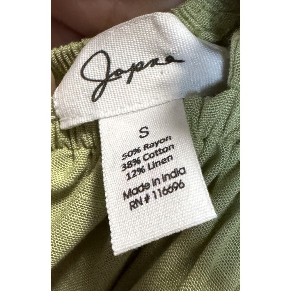 Japna Singh Dress Women's Size Small Green Tiered Bottom Lined Chest Linen Blend - Picture 8 of 10